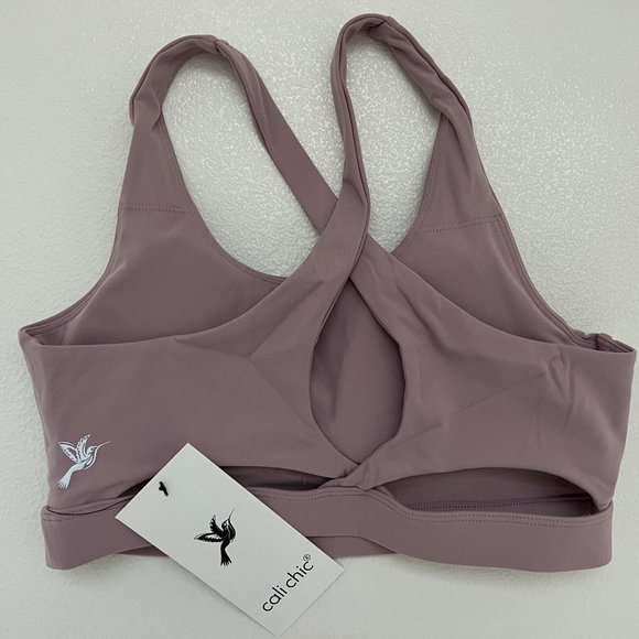 Cali Chic Women Sports Bra Criss-Cross Back Celebrity Padded Strappy Workout Run - Picture 4 of 6